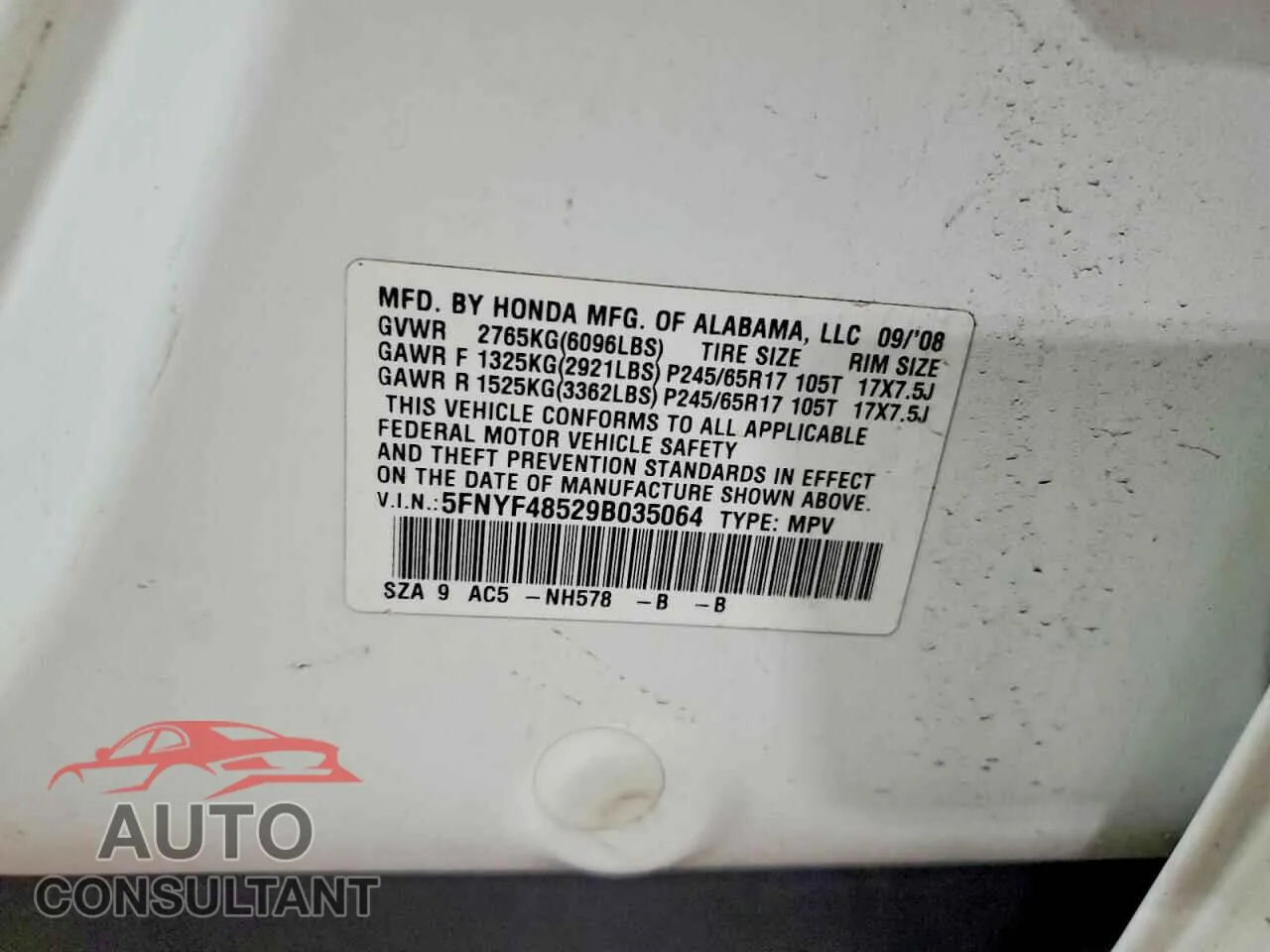 2009 HONDA PILOT Damaged VIN 5FNYF48529B035064 – photo 13