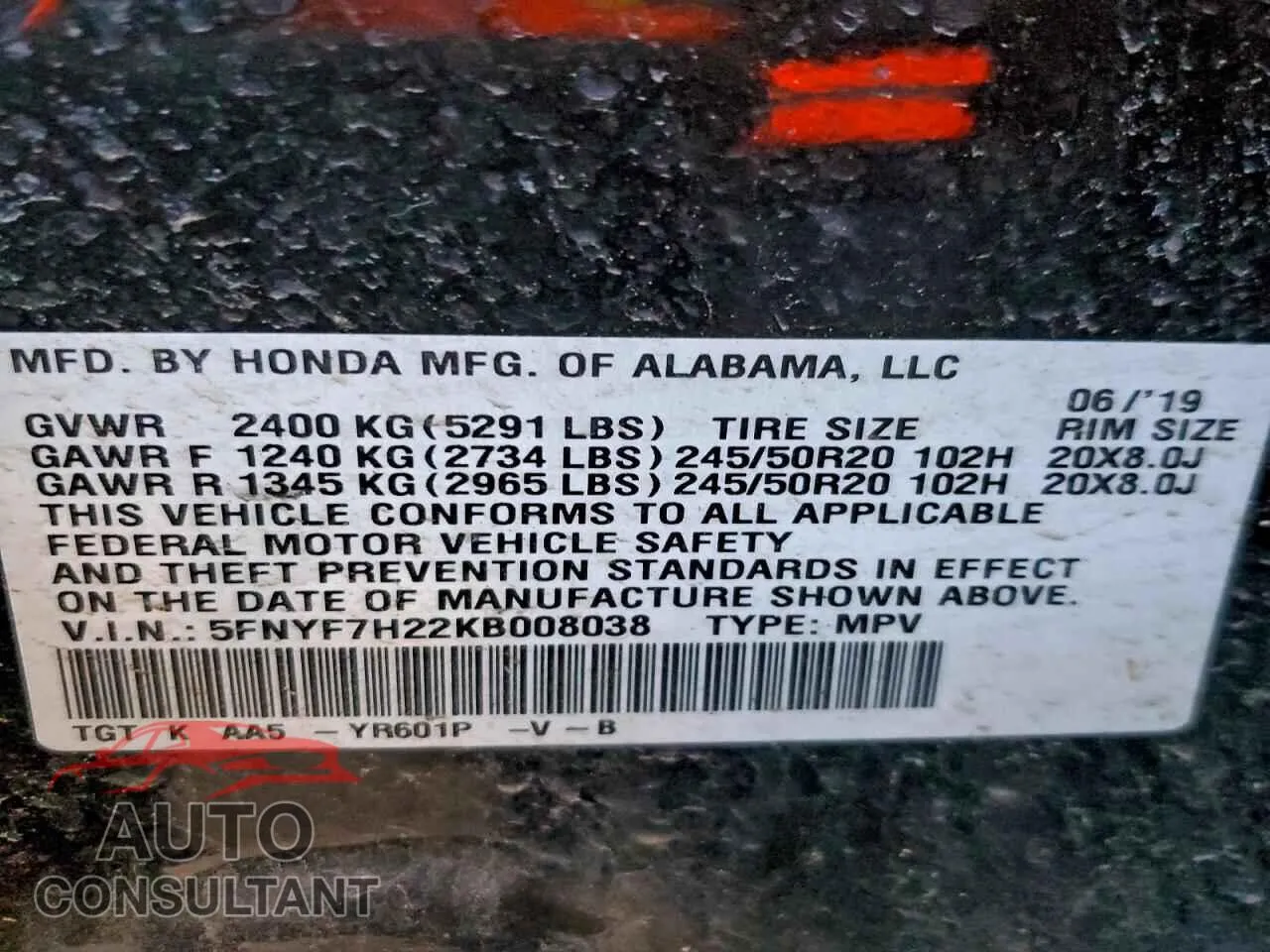 2019 HONDA PASSPORT Damaged VIN 5FNYF7H22KB008038 – photo 12