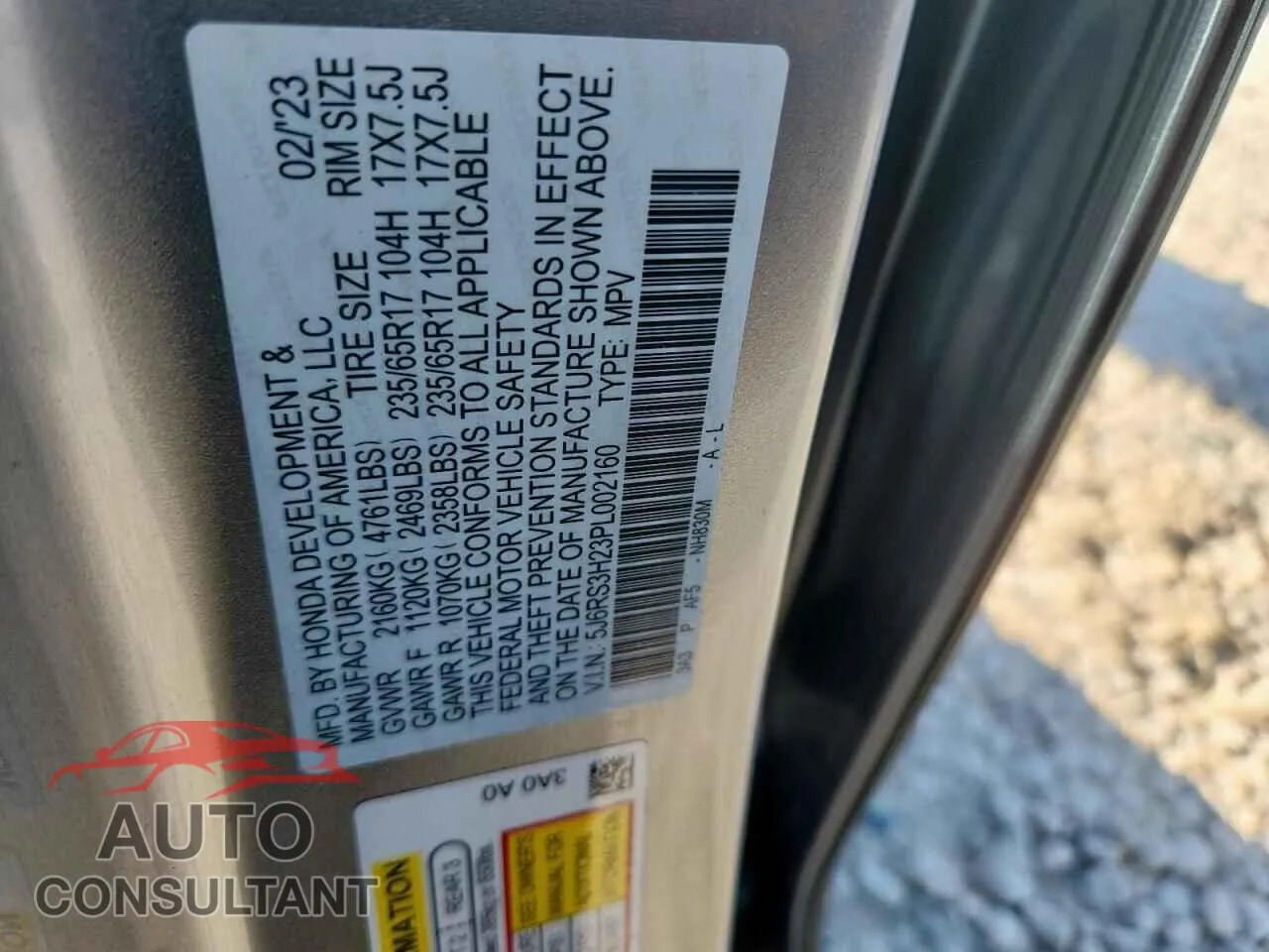 2023 HONDA CRV Damaged VIN 5J6RS3H23PL002160 – photo 13