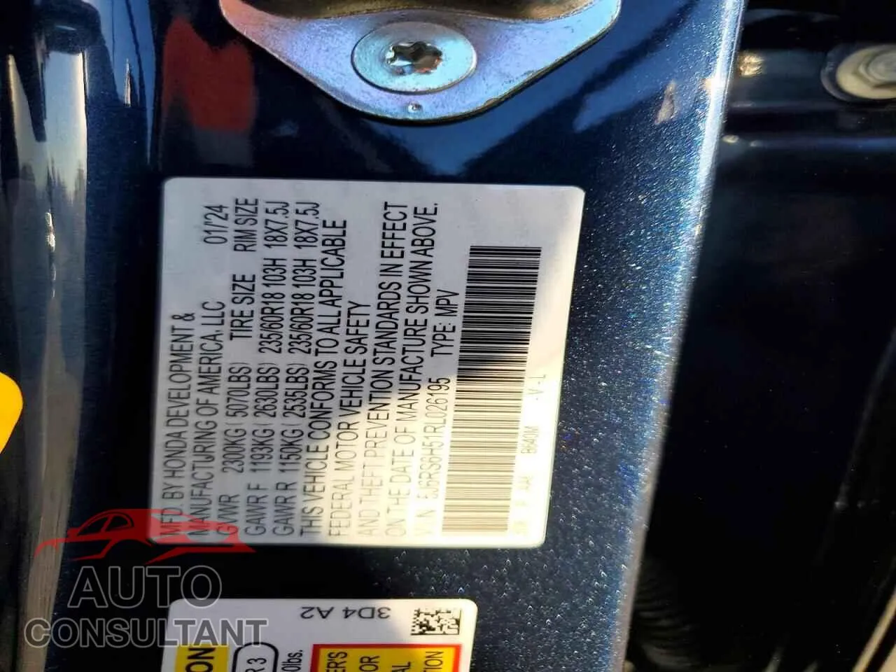 2024 HONDA CRV Damaged VIN 5J6RS6H51RL026195 – photo 14