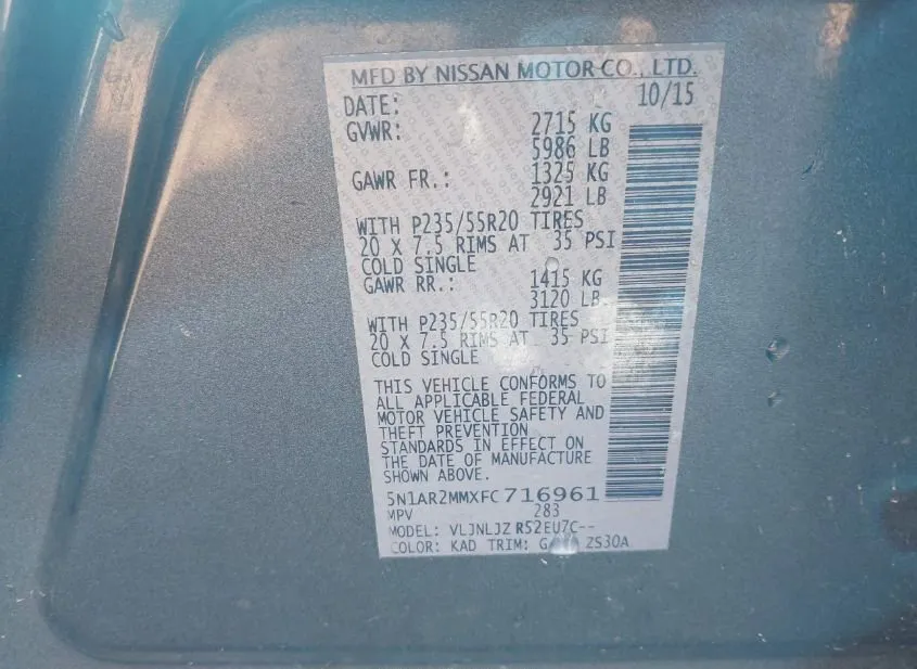 2015 NISSAN Pathfinder Used VIN 5N1AR2MMXFC716961 – photo 16