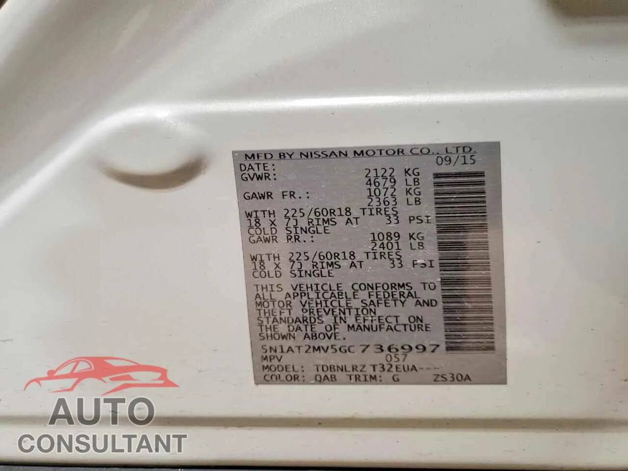 2016 NISSAN ROGUE Damaged VIN 5N1AT2MV5GC736997 – photo 12