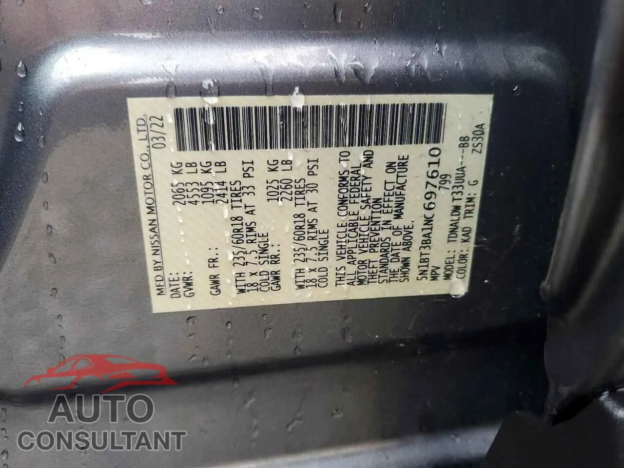 2022 NISSAN ROGUE Damaged VIN 5N1BT3BA1NC697610 – photo 13