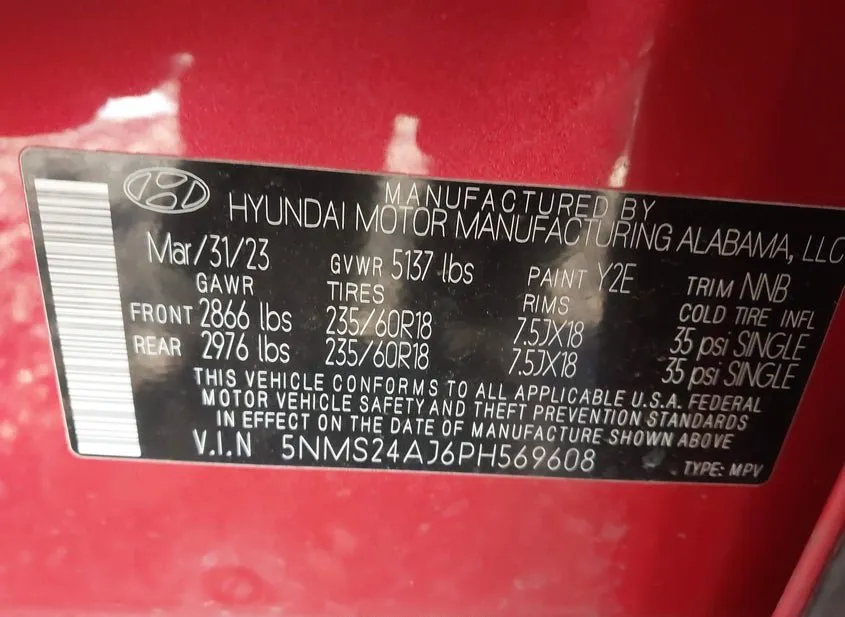 2023 HYUNDAI Santa Fe Used VIN 5NMS24AJ6PH569608 – dashboard 2023 HYUNDAI Santa Fe Used VIN 5NMS24AJ6PH569608 – dashboard