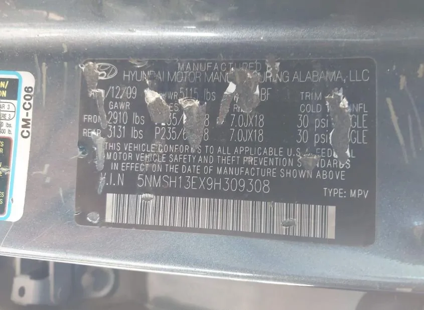 2009 HYUNDAI Santa Fe Used VIN 5NMSH13EX9H309308 – rear exterior