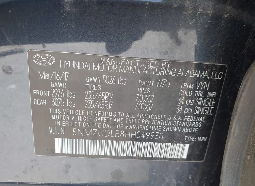 2017 HYUNDAI Santa Fe Sport Used VIN 5NMZUDLB8HH049930 – engine bay