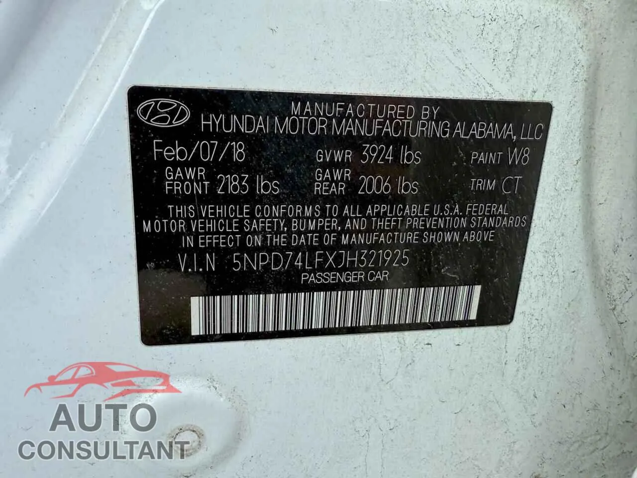 2018 HYUNDAI ELANTRA Damaged VIN 5NPD74LFXJH321925 – odometer reading