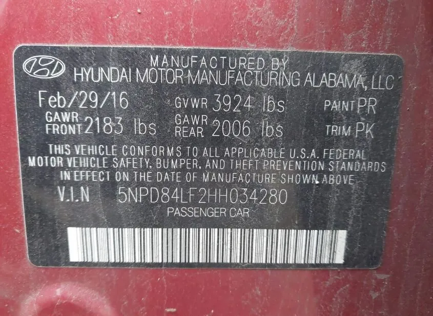 2017 HYUNDAI Elantra Used VIN 5NPD84LF2HH034280 – dashboard