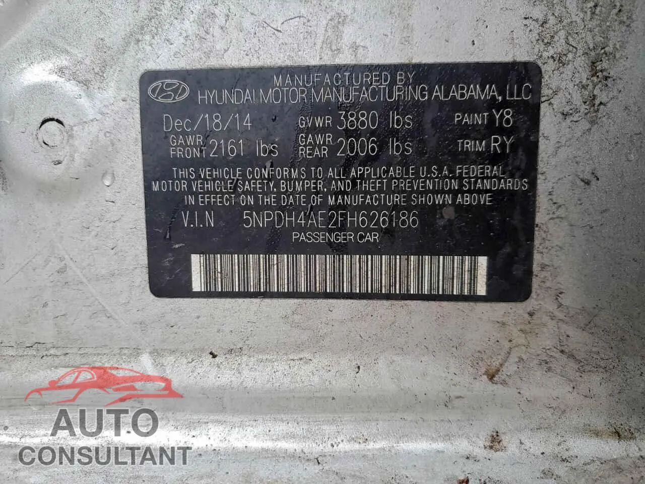 2015 HYUNDAI ELANTRA Damaged VIN 5NPDH4AE2FH626186 – photo 12