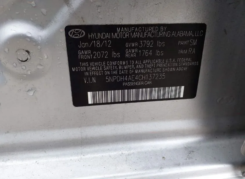 2012 HYUNDAI Elantra Used VIN 5NPDH4AE4CH137235 – photo 16