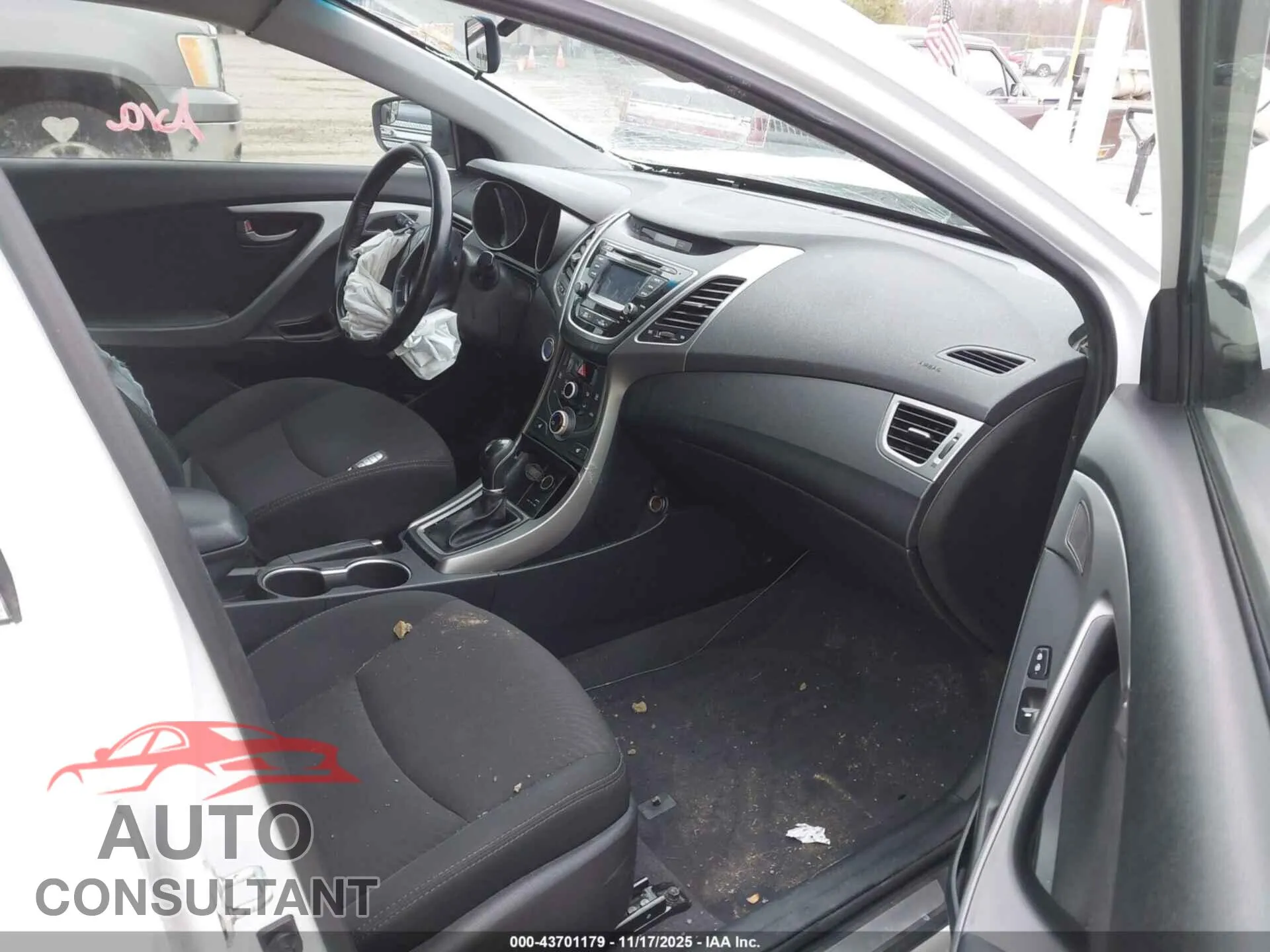 2016 HYUNDAI ELANTRA Damaged VIN 5NPDH4AE4GH681210 – interior seats