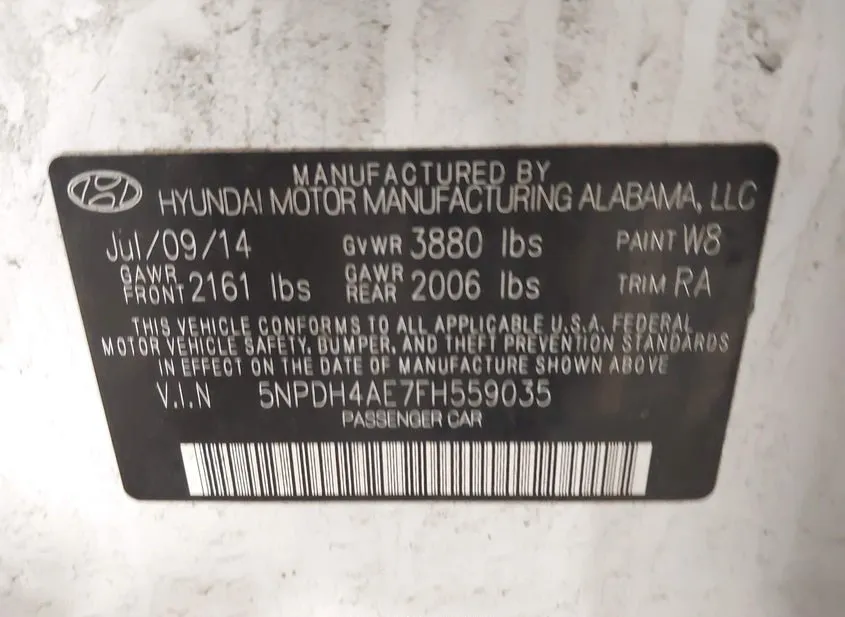 2015 HYUNDAI Elantra Used VIN 5NPDH4AE7FH559035 – photo 12