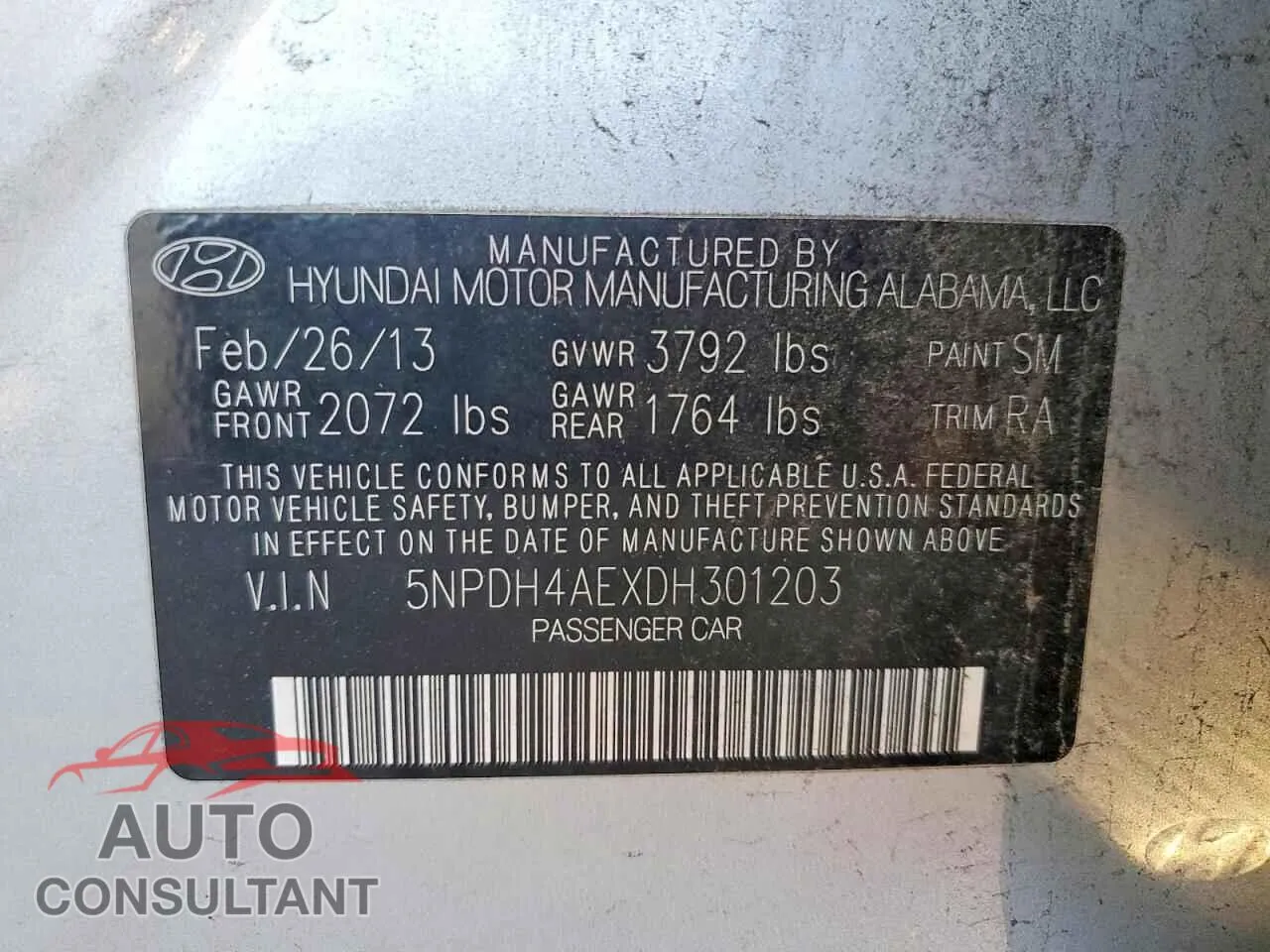 2013 HYUNDAI ELANTRA Damaged VIN 5NPDH4AEXDH301203 – photo 12
