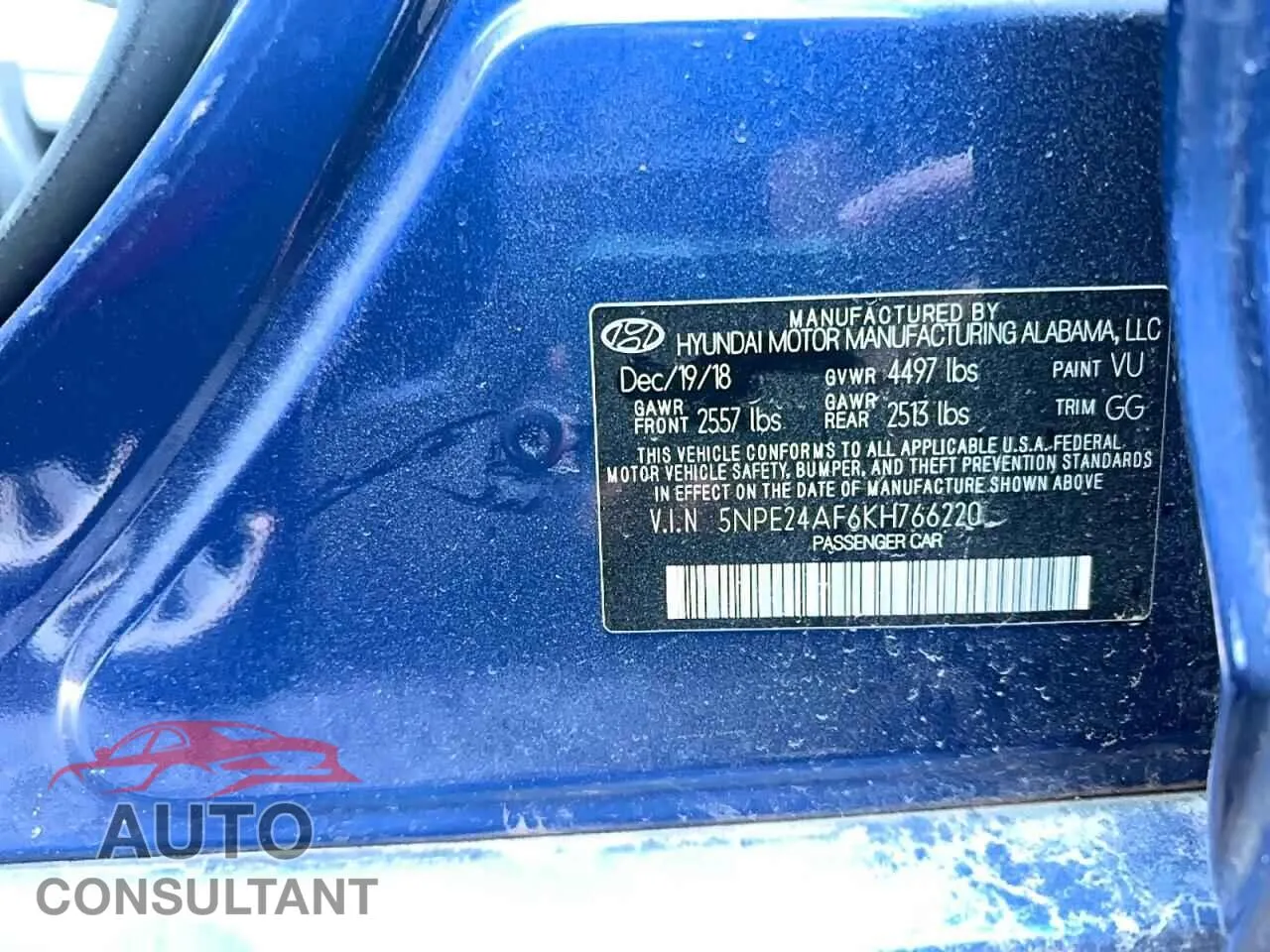 2019 HYUNDAI SONATA Used VIN 5NPE24AF6KH766220 – odometer reading