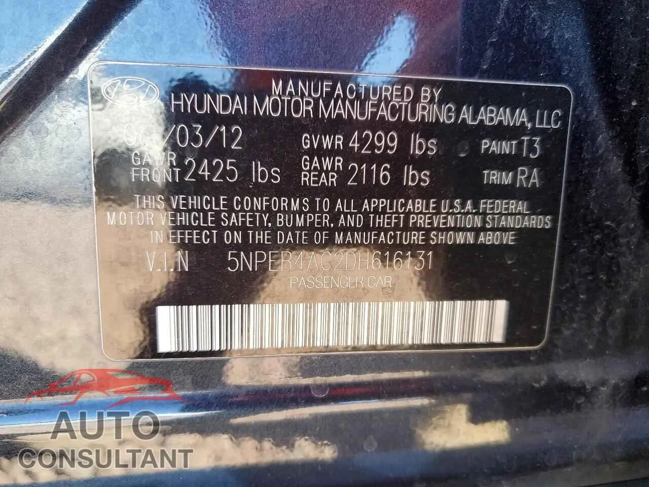 2013 HYUNDAI SONATA Damaged VIN 5NPEB4AC2DH616131 – photo 13