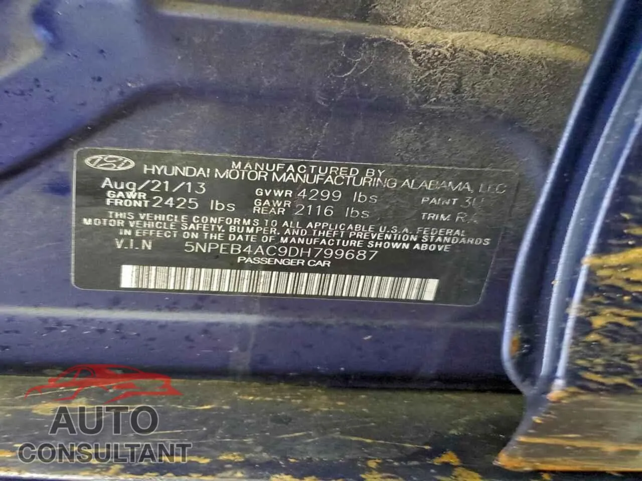 2013 HYUNDAI SONATA Damaged VIN 5NPEB4AC9DH799687 – photo 13