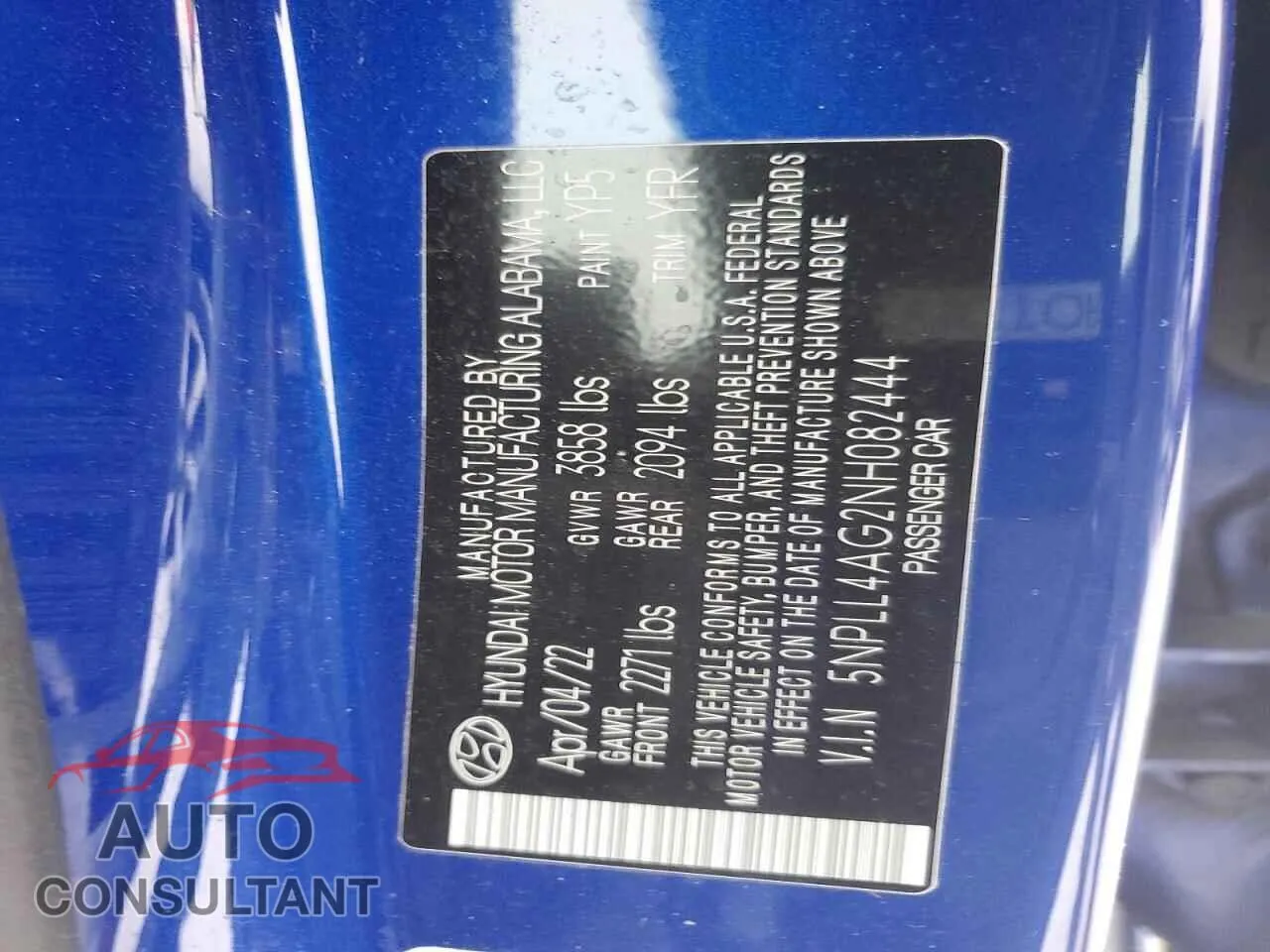 2022 HYUNDAI ELANTRA Damaged VIN 5NPLL4AG2NH082444 – photo 12