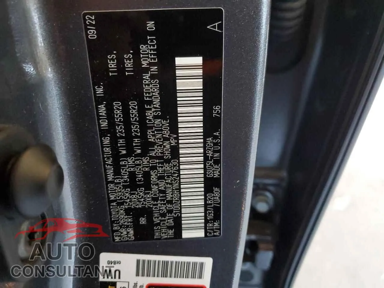 2022 TOYOTA HIGHLANDER Damaged VIN 5TDDZRBH1NS247630 – photo 13