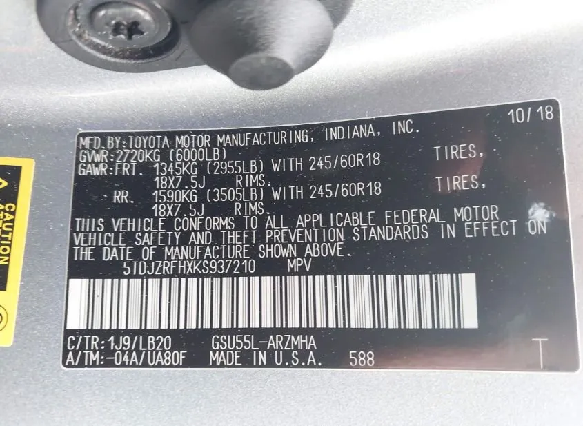 2019 TOYOTA Highlander Used VIN 5TDJZRFHXKS937210 – photo 16