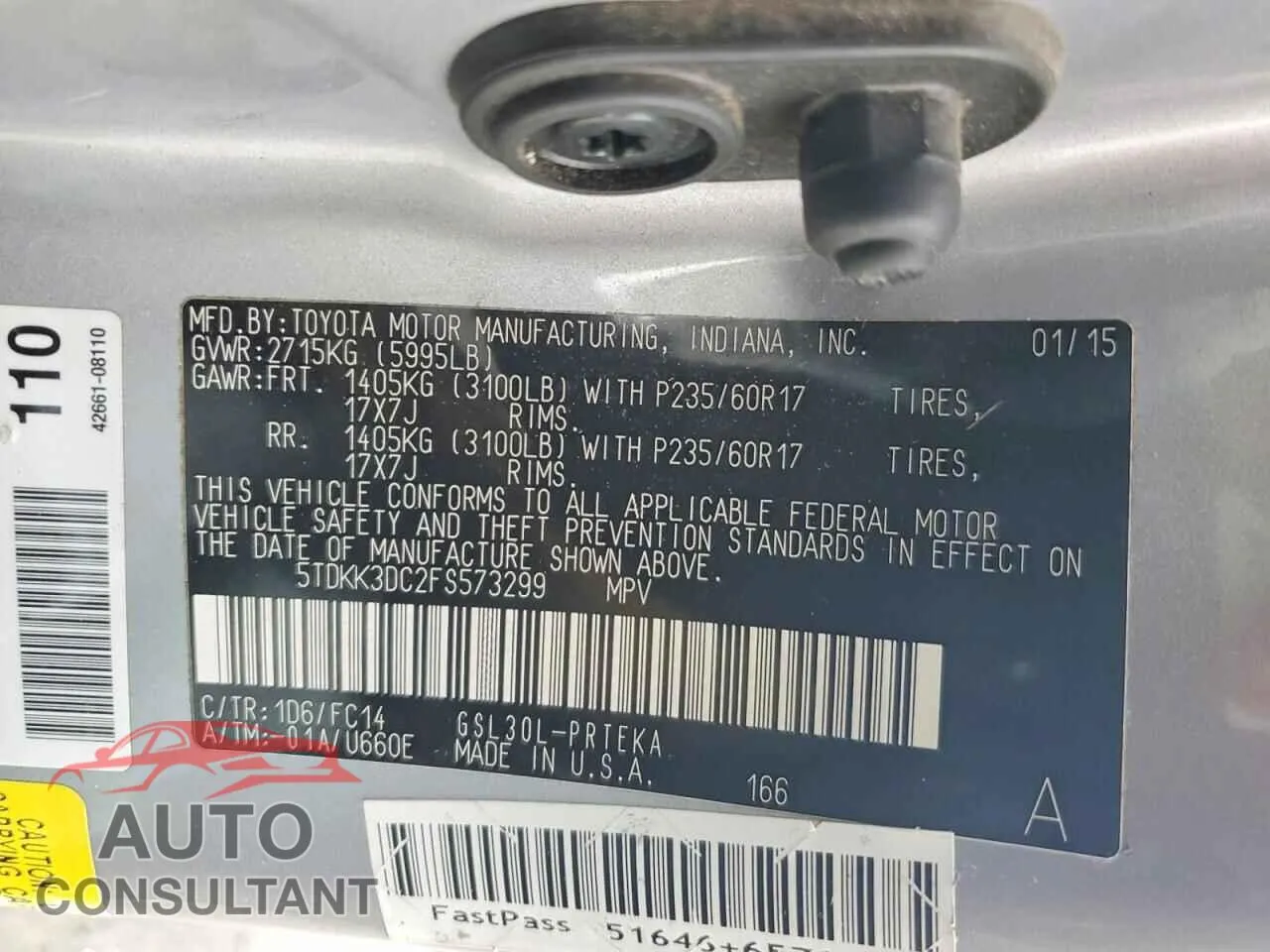 2015 TOYOTA All Models Damaged VIN 5TDKK3DC2FS573299 – photo 14