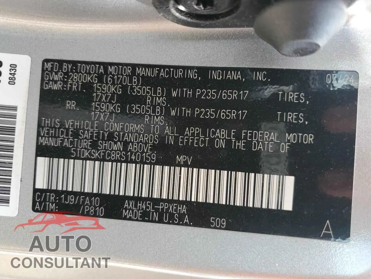 2024 TOYOTA All Models Damaged VIN 5TDKSKFC8RS140159 – photo 14 2024 TOYOTA All Models Damaged VIN 5TDKSKFC8RS140159 – photo 14