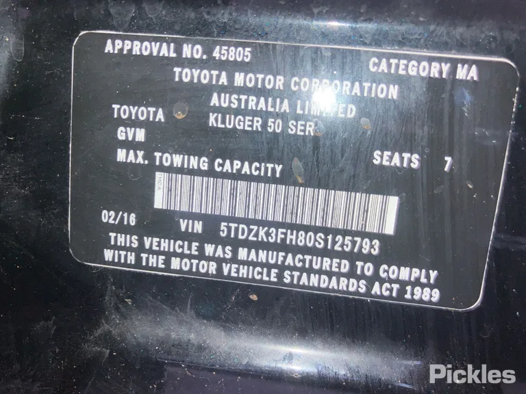 2016 Toyota Kluger Used VIN 5TDZK3FH80S125793 – dashboard