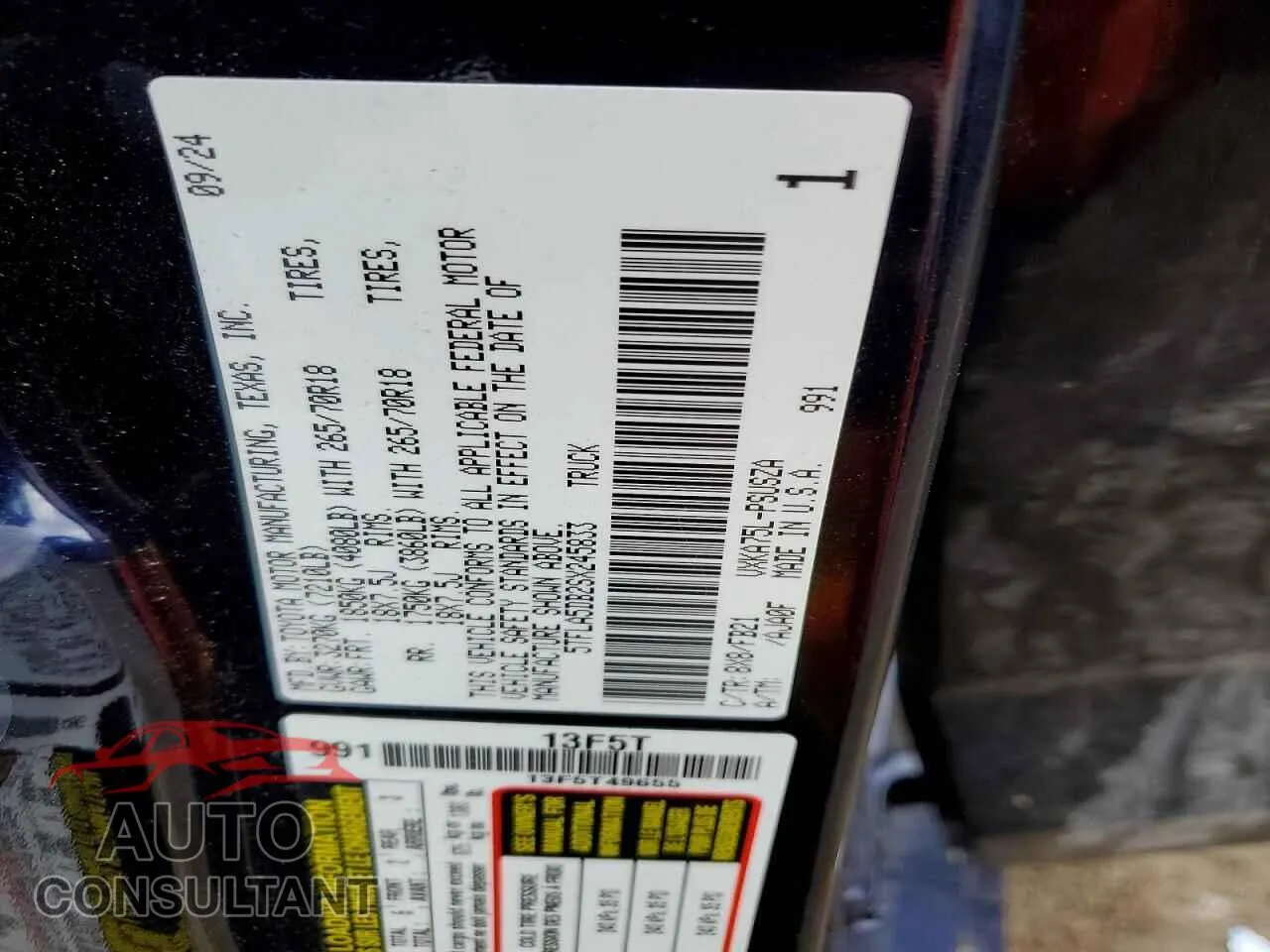 2025 TOYOTA TUNDRA Damaged VIN 5TFLA5DB2SX245833 – photo 12