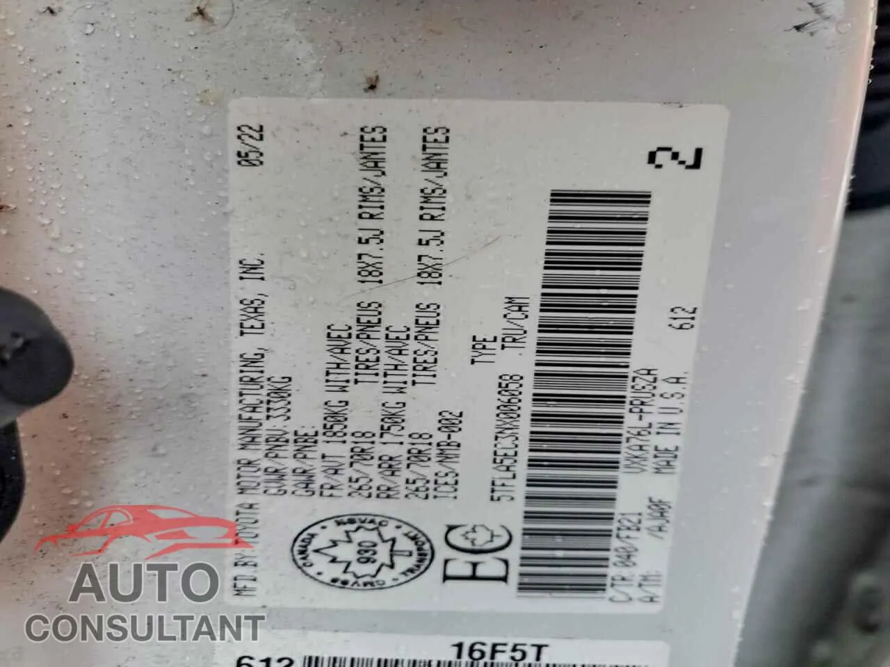 2022 TOYOTA TUNDRA Damaged VIN 5TFLA5EC3NX006058 – photo 12
