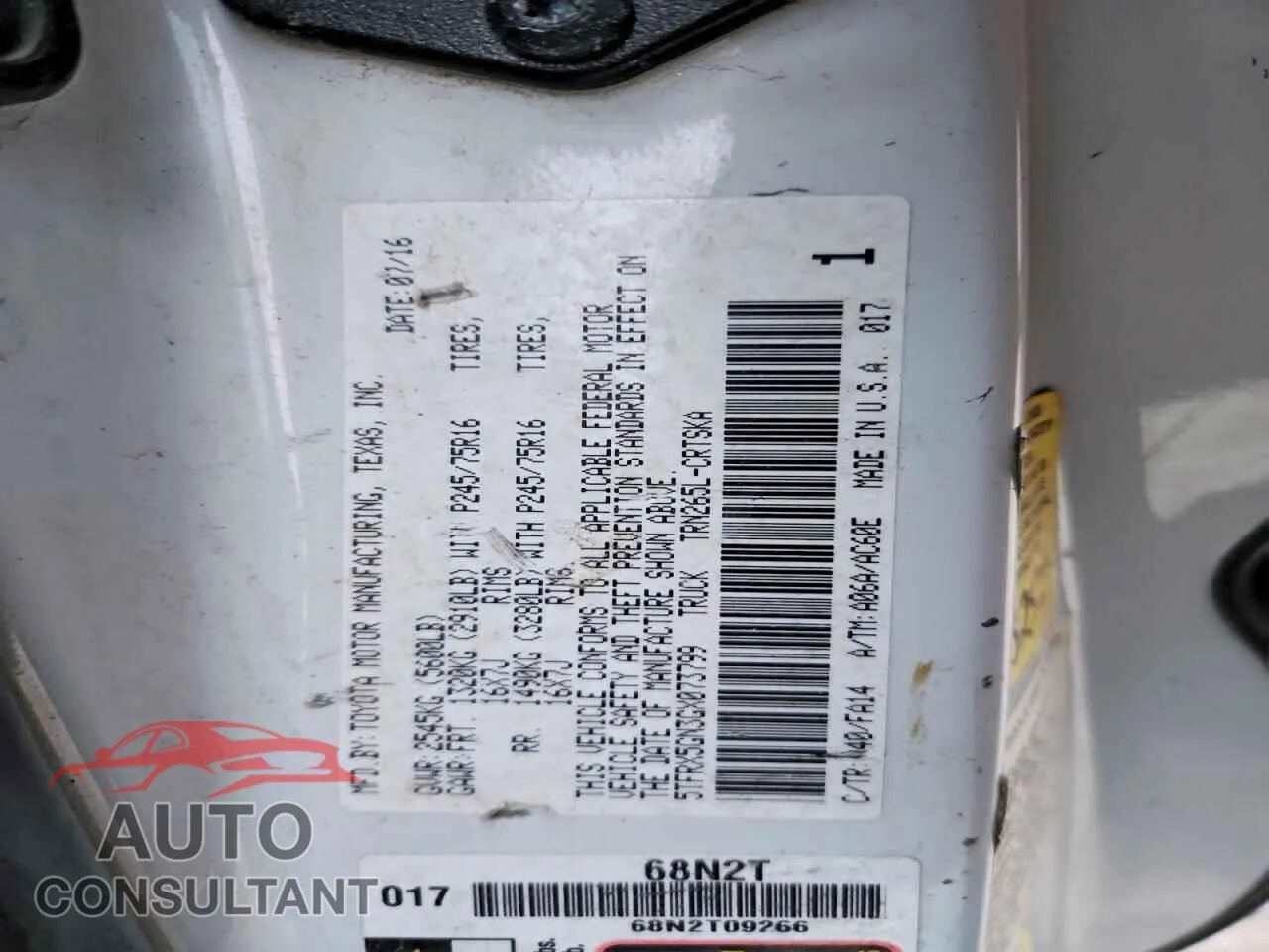 2016 TOYOTA TACOMA Damaged VIN 5TFRX5GN3GX073799 – photo 13