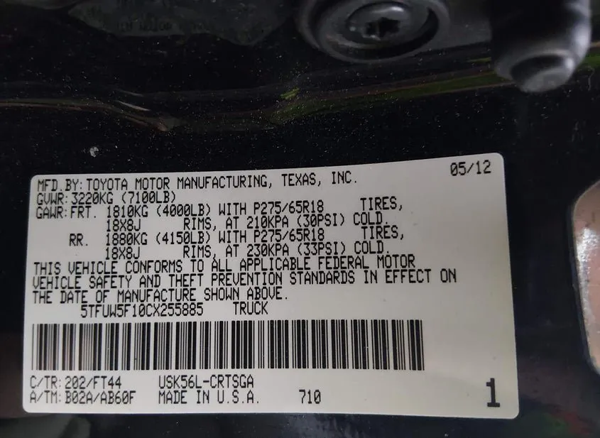 2012 TOYOTA Tundra Used VIN 5TFUW5F10CX255885 – photo 18