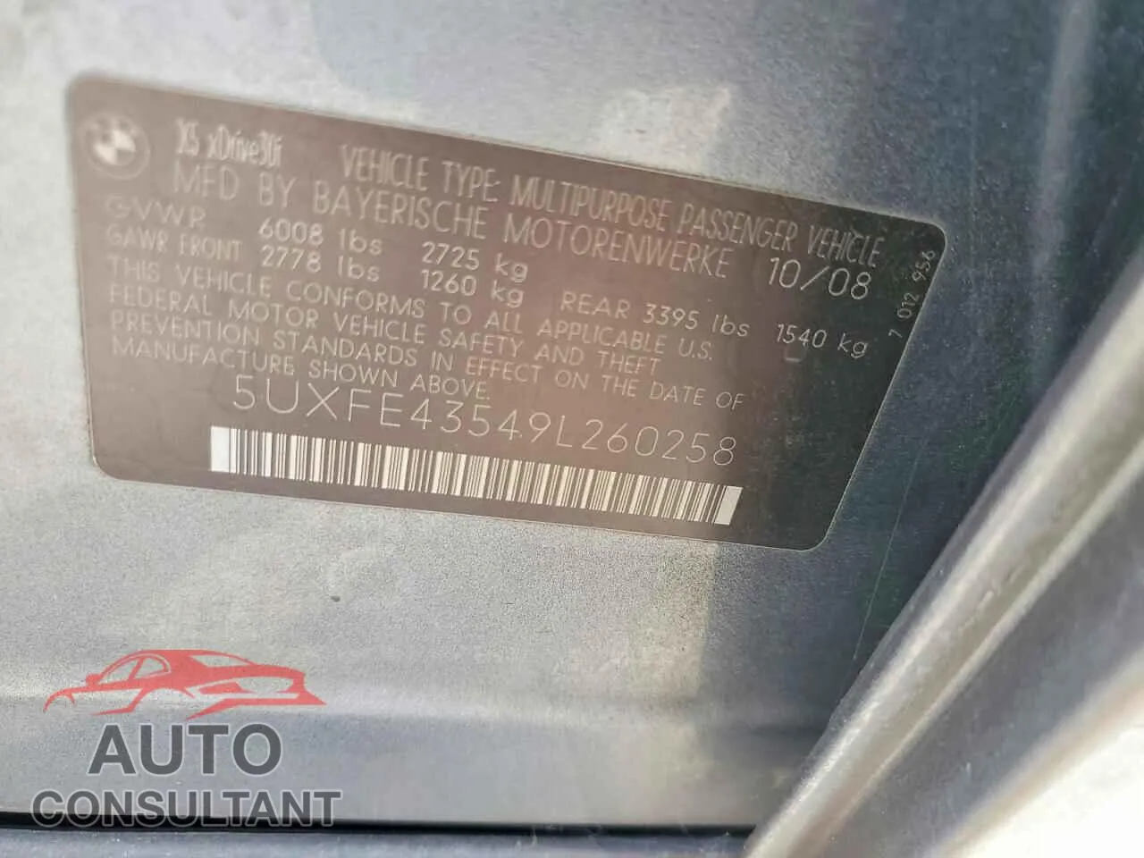 2009 BMW X5 Damaged VIN 5UXFE43549L260258 – photo 13