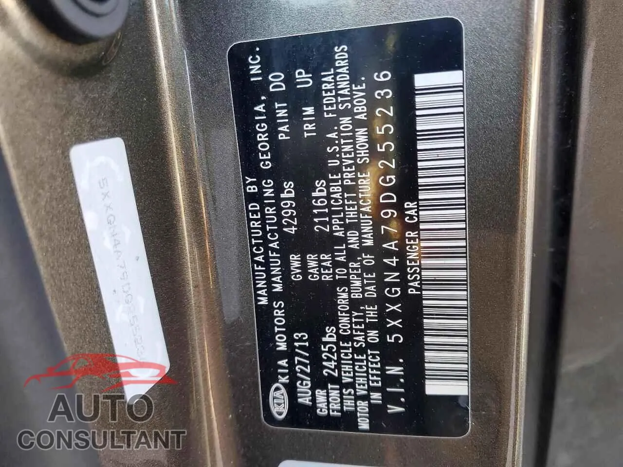 2013 KIA OPTIMA Damaged VIN 5XXGN4A79DG255236 – photo 12