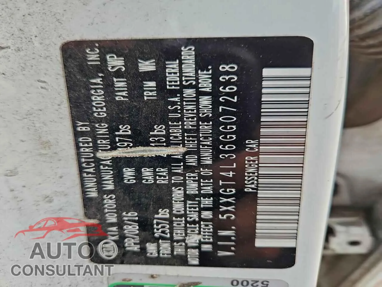 2016 KIA OPTIMA Damaged VIN 5XXGT4L36GG072638 – photo 12