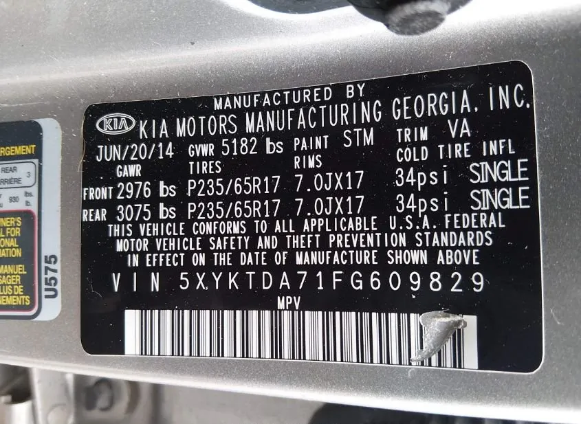 2015 KIA Sorento Used VIN 5XYKTDA71FG609829 – photo 17