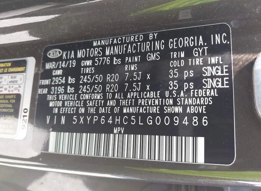 2020 KIA Telluride Used VIN 5XYP64HC5LG009486 – odometer reading 2020 KIA Telluride Used VIN 5XYP64HC5LG009486 – odometer reading