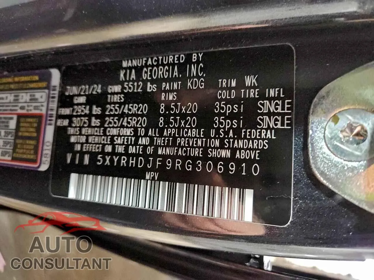 2024 KIA SORENTO Damaged VIN 5XYRHDJF9RG306910 – photo 14
