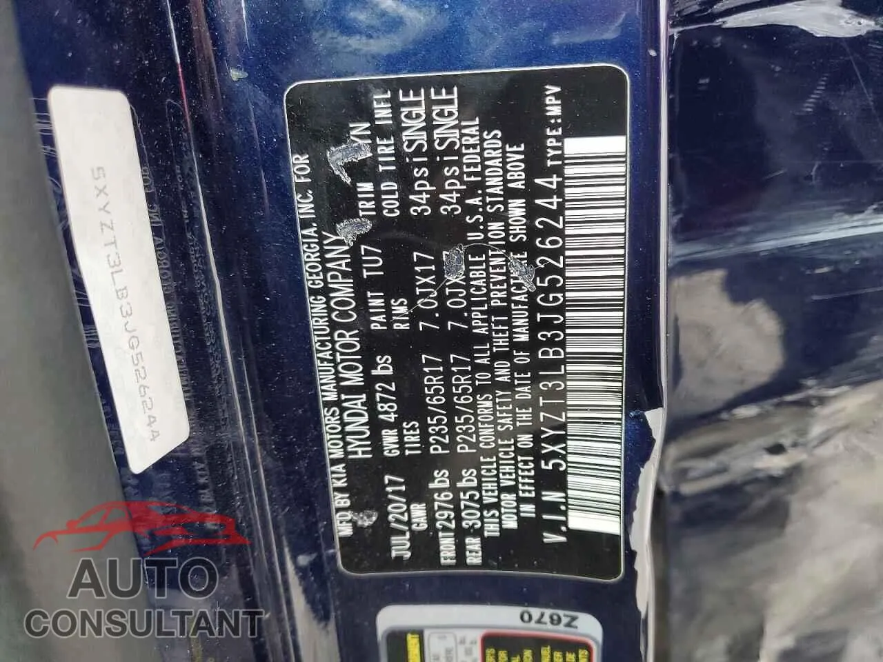2018 HYUNDAI SANTA FE Damaged VIN 5XYZT3LB3JG526244 – photo 12 2018 HYUNDAI SANTA FE Damaged VIN 5XYZT3LB3JG526244 – photo 12