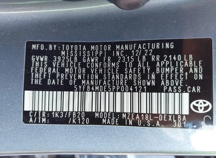 2023 TOYOTA Corolla Used VIN 5YFB4MDE5PP004121 – photo 22