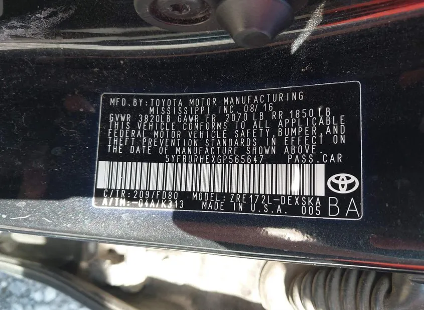 2016 TOYOTA Corolla Used VIN 5YFBURHEXGP565647 – photo 12