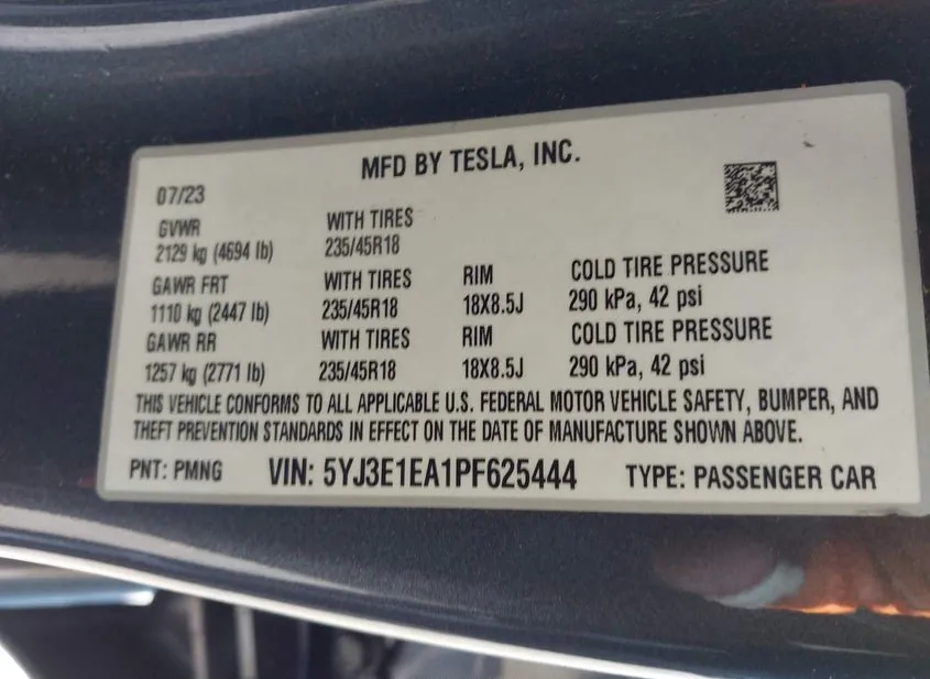 2023 TESLA Model 3 Used VIN 5YJ3E1EA1PF625444 – photo 16 2023 TESLA Model 3 Used VIN 5YJ3E1EA1PF625444 – photo 16