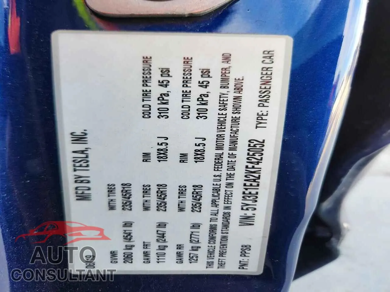 2019 TESLA MODEL 3 Damaged VIN 5YJ3E1EA2KF425052 – photo 12