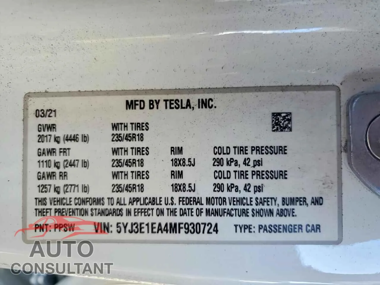 2021 TESLA MODEL 3 Damaged VIN 5YJ3E1EA4MF930724 – photo 13 2021 TESLA MODEL 3 Damaged VIN 5YJ3E1EA4MF930724 – photo 13