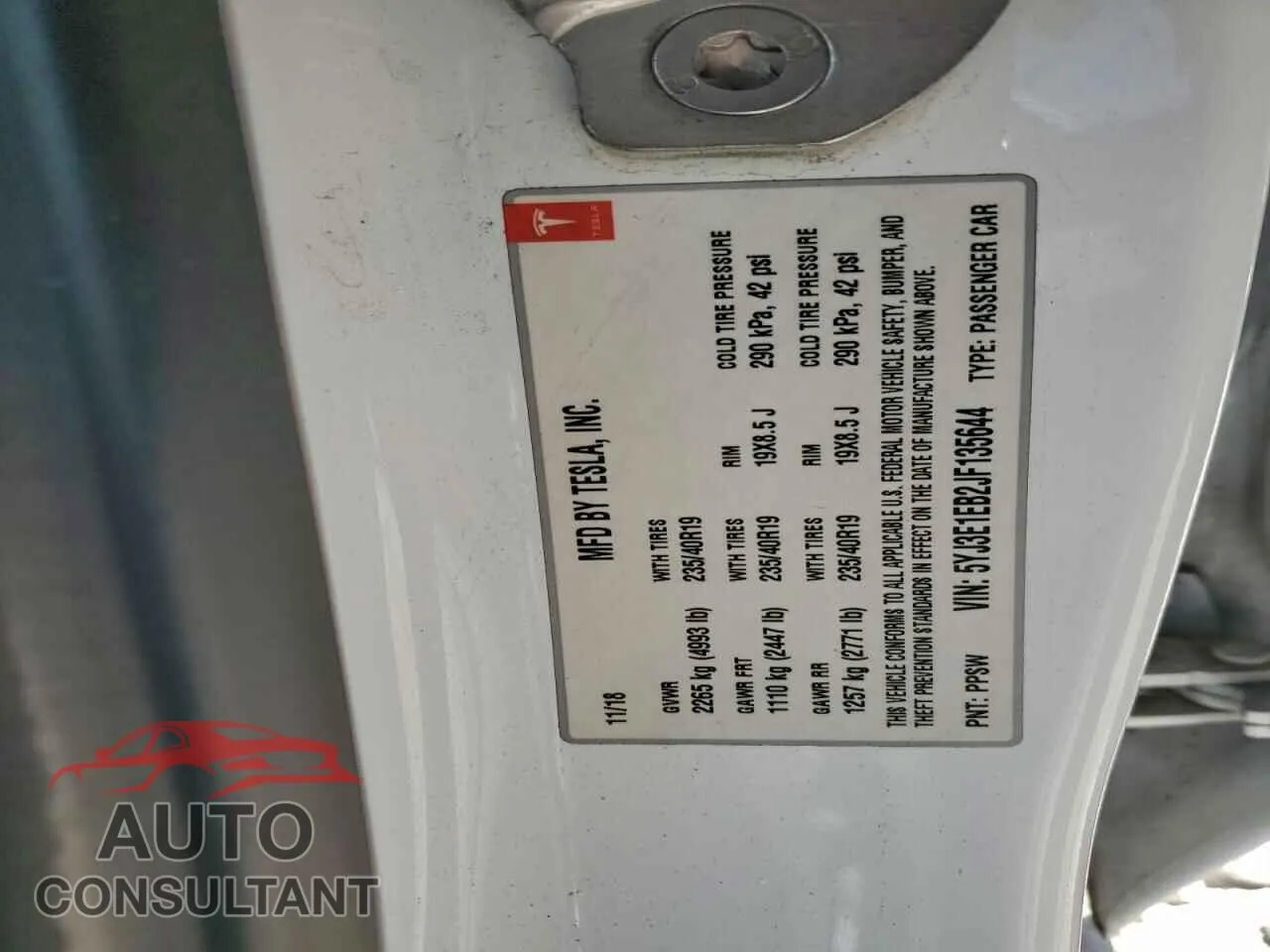 2018 TESLA MODEL 3 Damaged VIN 5YJ3E1EB2JF135644 – photo 12