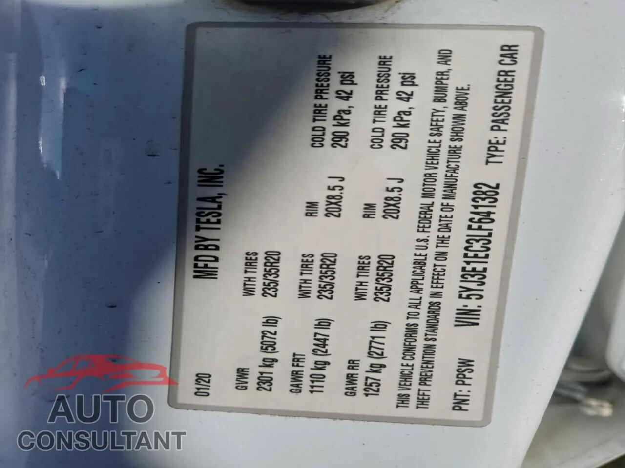 2020 TESLA MODEL 3 Damaged VIN 5YJ3E1EC3LF641382 – photo 13