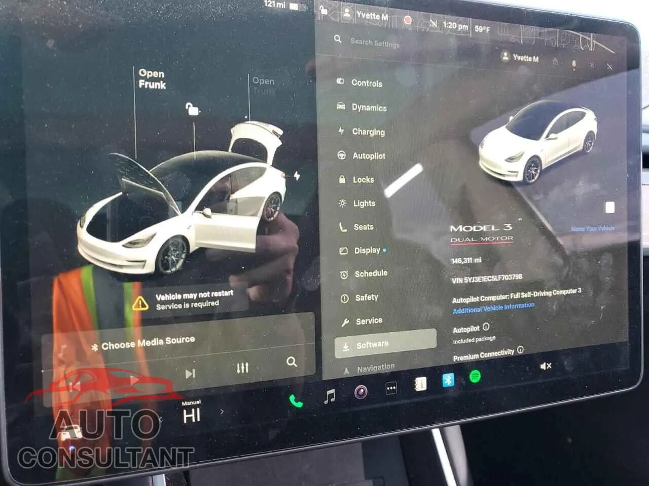 2020 TESLA MODEL 3 Damaged VIN 5YJ3E1EC5LF703798 – trunk area