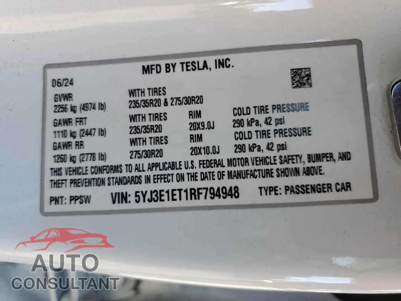 2024 TESLA MODEL 3 Damaged VIN 5YJ3E1ET1RF794948 – photo 12