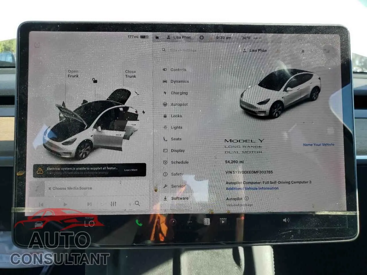 2021 TESLA MODEL Y Damaged VIN 5YJYGDEE0MF303765 – trunk area