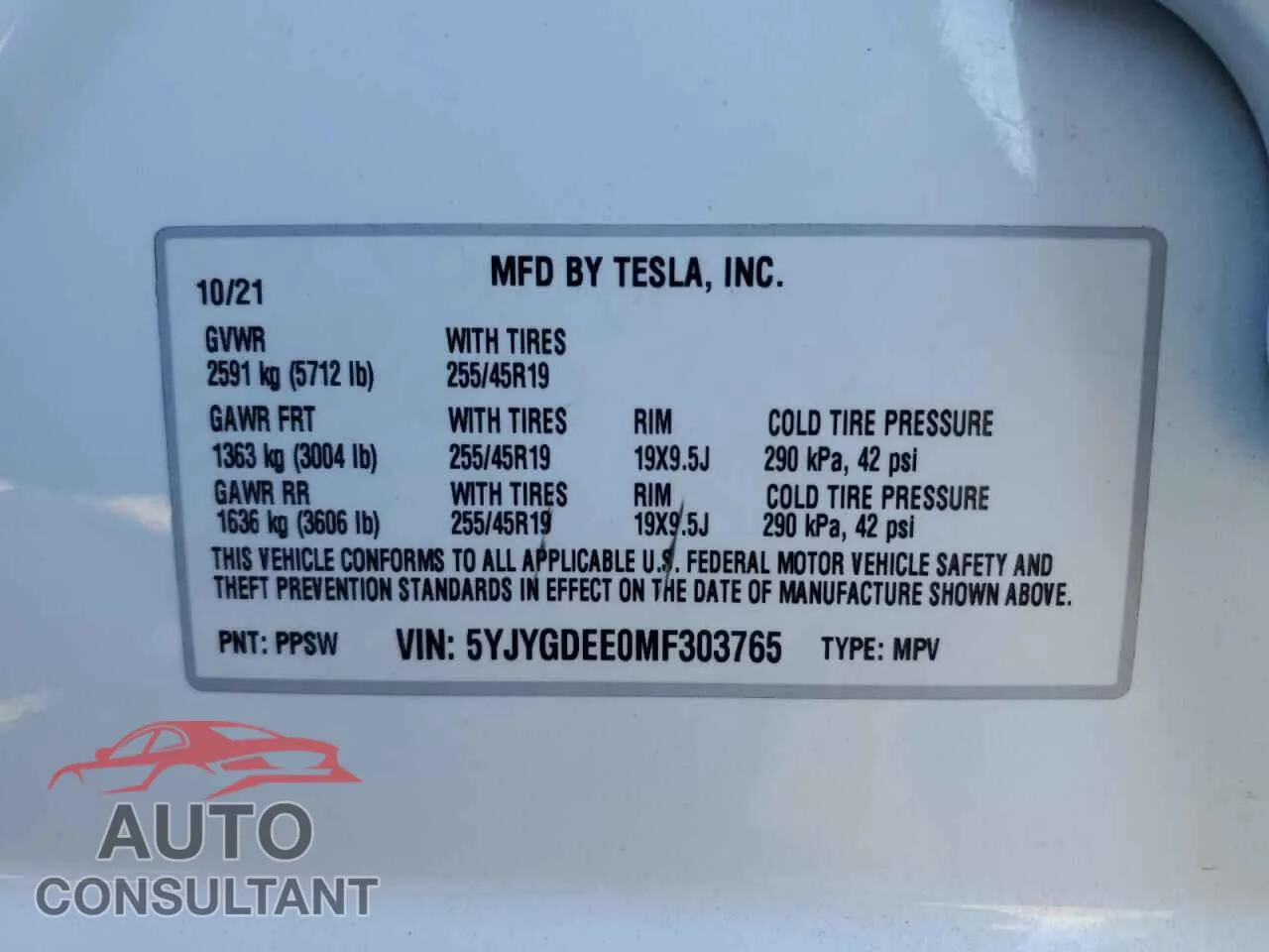 2021 TESLA MODEL Y Damaged VIN 5YJYGDEE0MF303765 – photo 13
