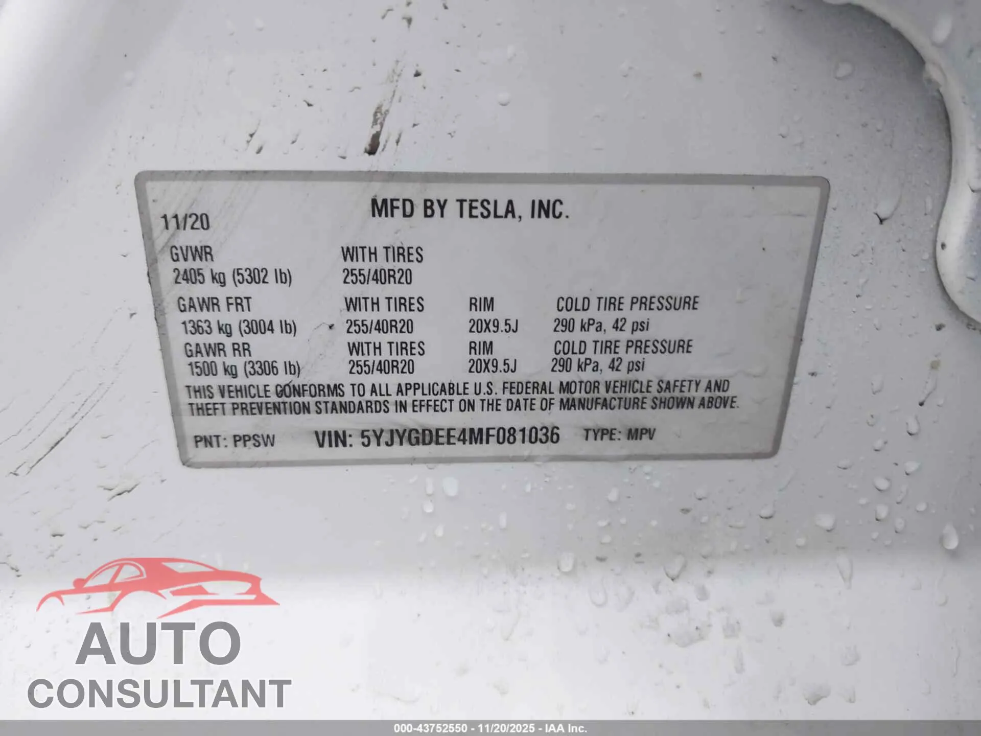 2021 TESLA MODEL Y Damaged VIN 5YJYGDEE4MF081036 – trunk area