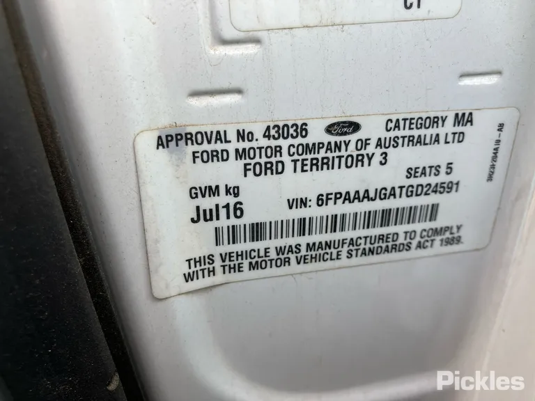 2016 Ford Territory Used VIN 6FPAAAJGATGD24591 – odometer reading
